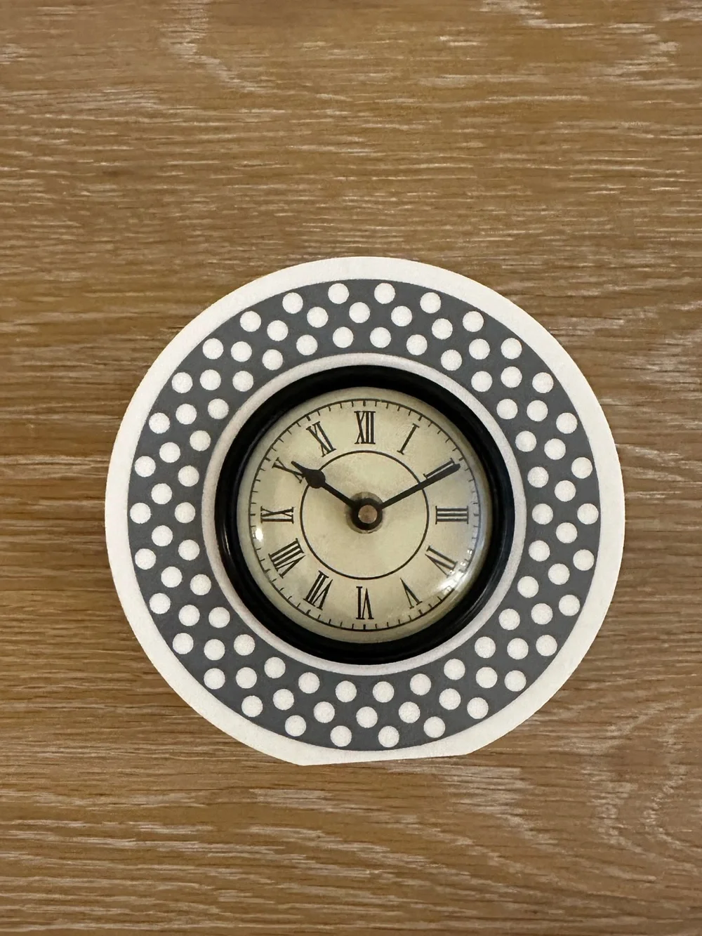 MacKenzie-Childs Sterling Dotty Round Desk Clock